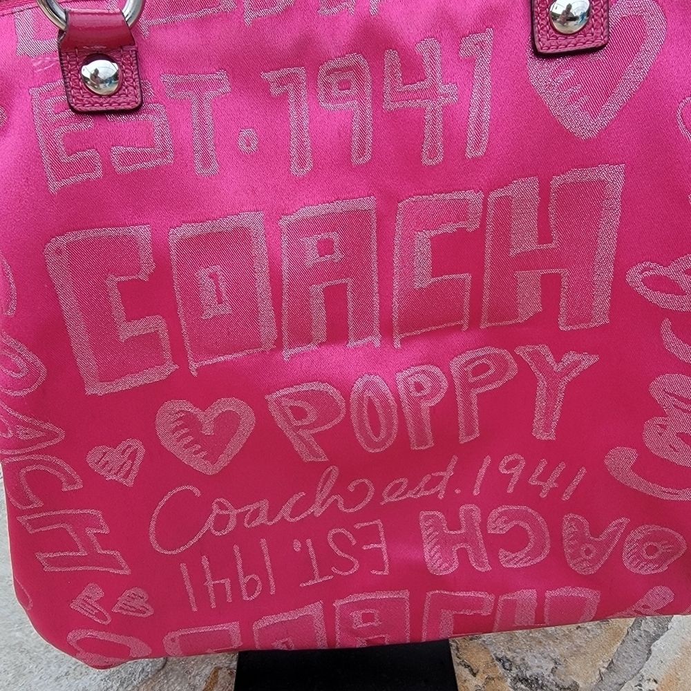 Coach Poppy Glam Tote Pink Story Patch Graffiti Print Canvas Limited Edition - Picture 8 of 15